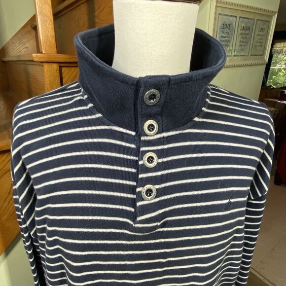 Nautica Men's Size XXL Blue White Striped Long Sleeve Henley Top Nautical Preppy - Picture 2 of 8